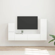 Set mobile TV 4 pcs Bianco Lucido Legno multistrato 3409028