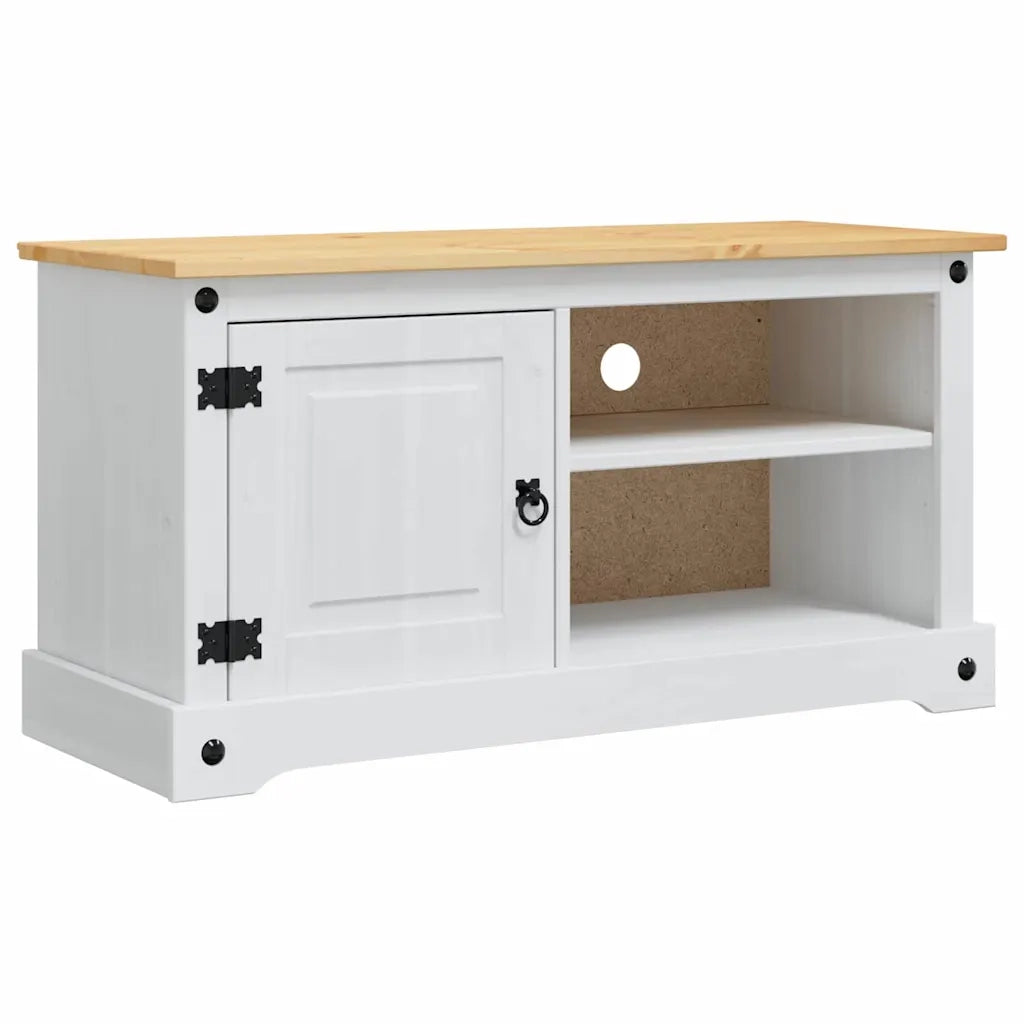 Mobile TV Corona Bianco 100 x 40 x 52 cm Pino massello
