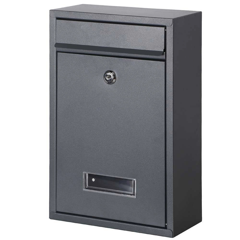 Trade Shop - Cassetta Postale Parete Acciaio Buca Lettere Posta Esterno Con Chiave Grigio -