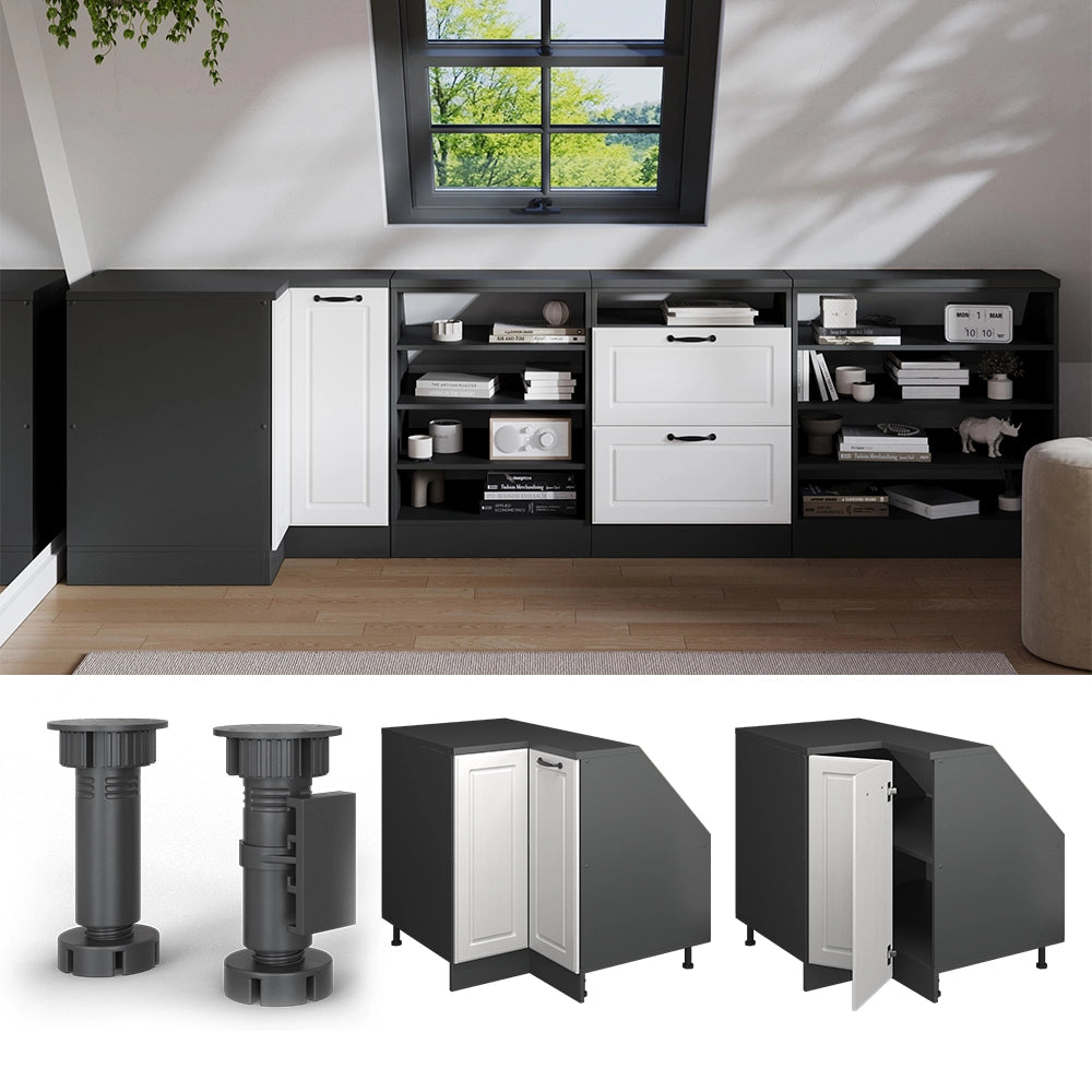 Mobile sottotetto Mobile angolare Rion Bianco rustico/Antracite 75.6 x 83.8 cm con 1 porta, carcassa dell’armadio profondità 60 cm Vicco