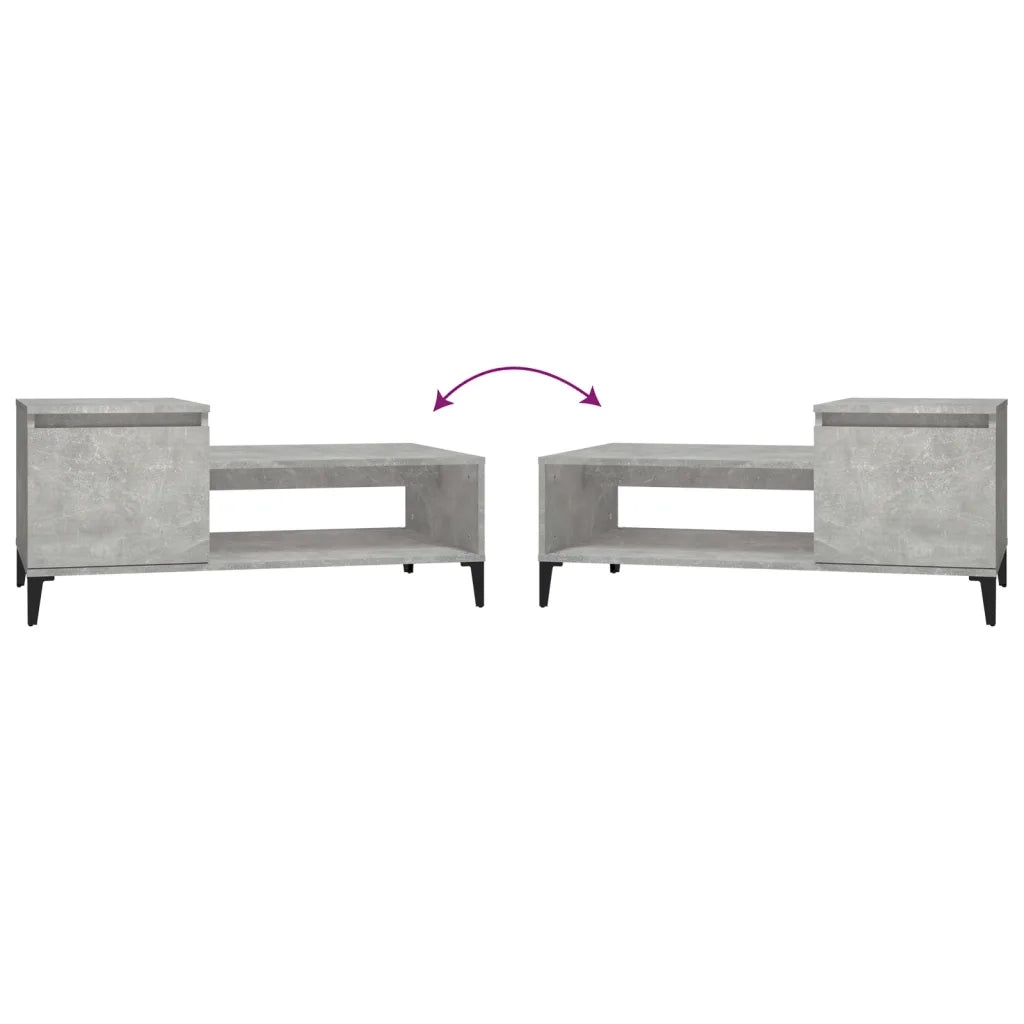 Tavolino Salotto Grigio Cemento 100x50x45 cm Legno Multistrato 821136