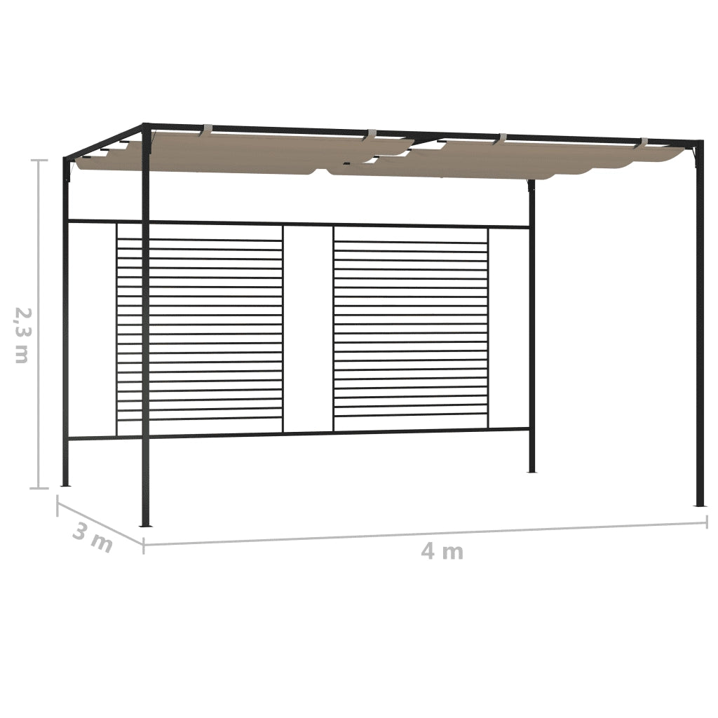 Gazebo con Tetto Retrattile 3x4x2,3 m Grigio Talpa 180 g/mÂ²