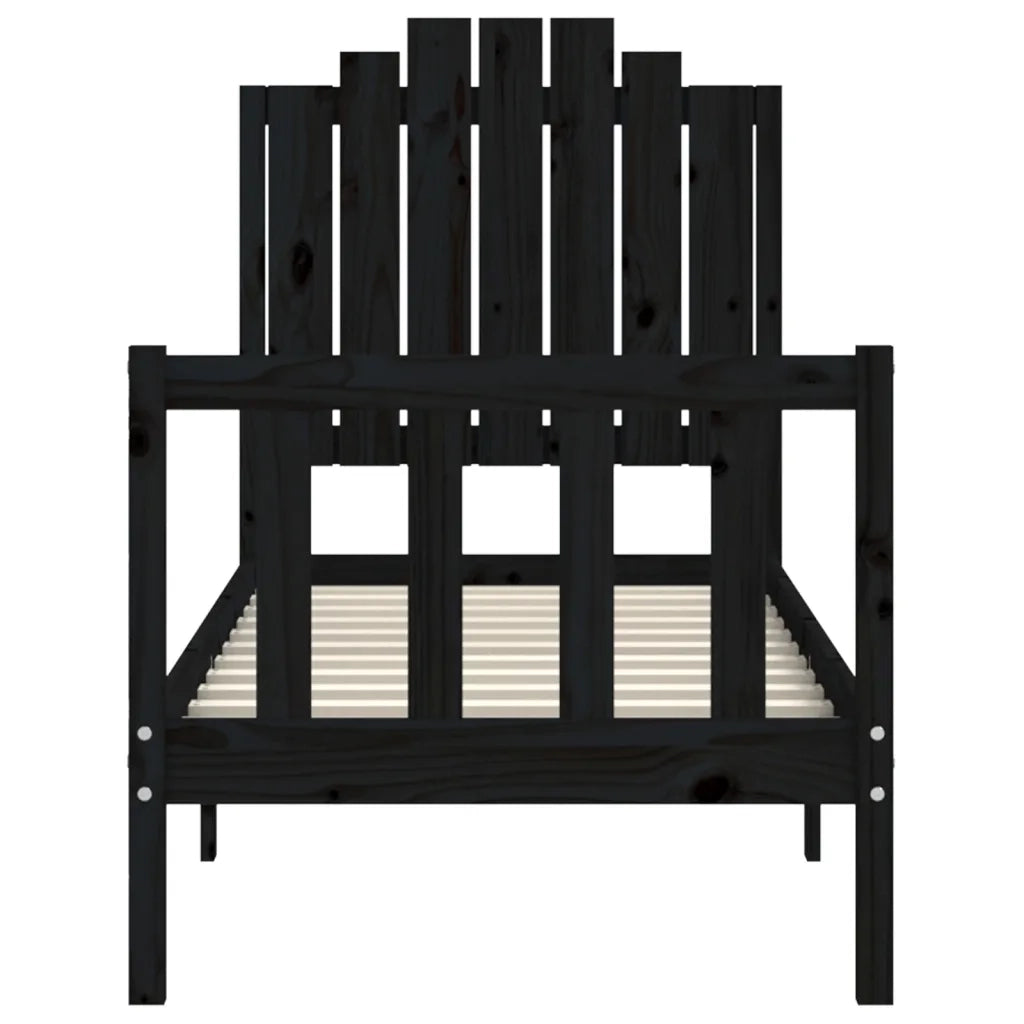 Giroletto con Testiera Nero Small Single in Legno Massello