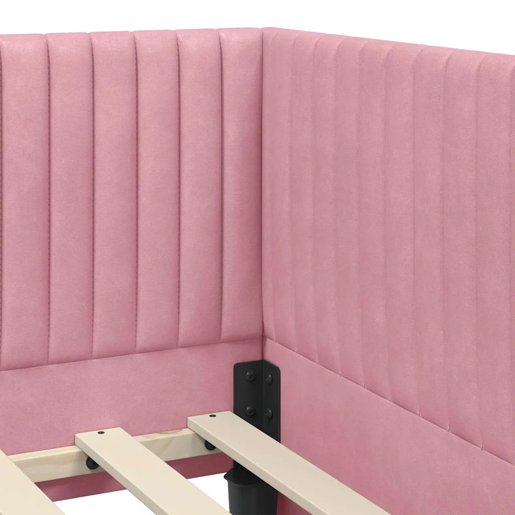 Cornice del letto ad angolo Rosa 80 cm x 200 cm Velluto 42016249