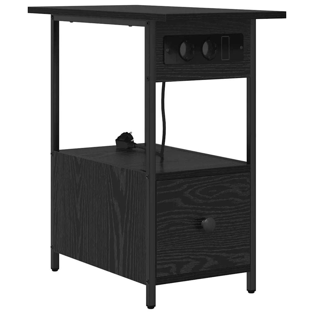 Armadio da Notte Rovere Nero 60 x 30 x 61 cm Legno multistrato 859595
