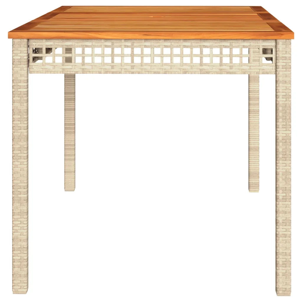 Tavolo da Giardino Beige 140x80x75 cm Polyrattan e Legno Acacia 366278