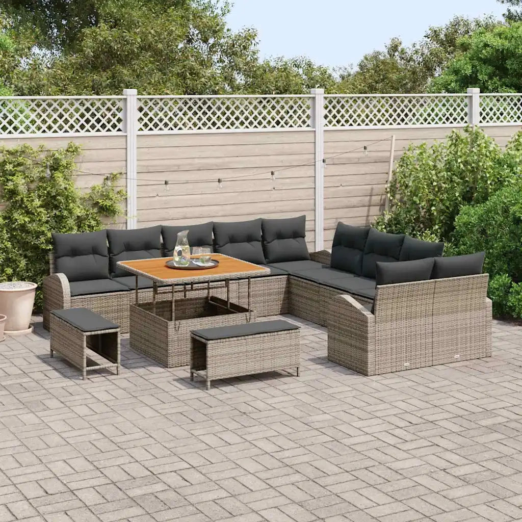 Set Divano da Giardino con cuscino con cuscino 13 pcs Grigio
