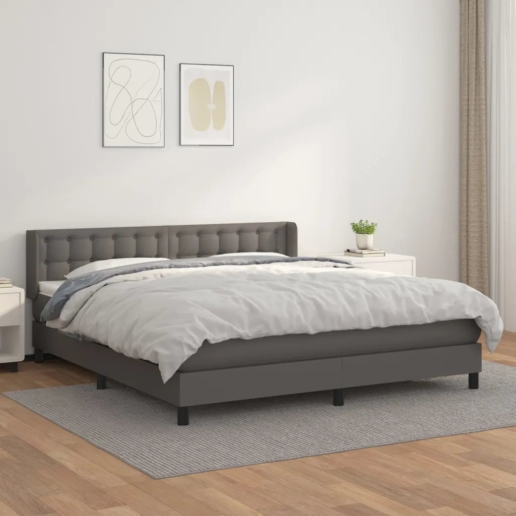 Giroletto a Molle con Materasso Grigio 160x200 cm in Similpelle 3130791