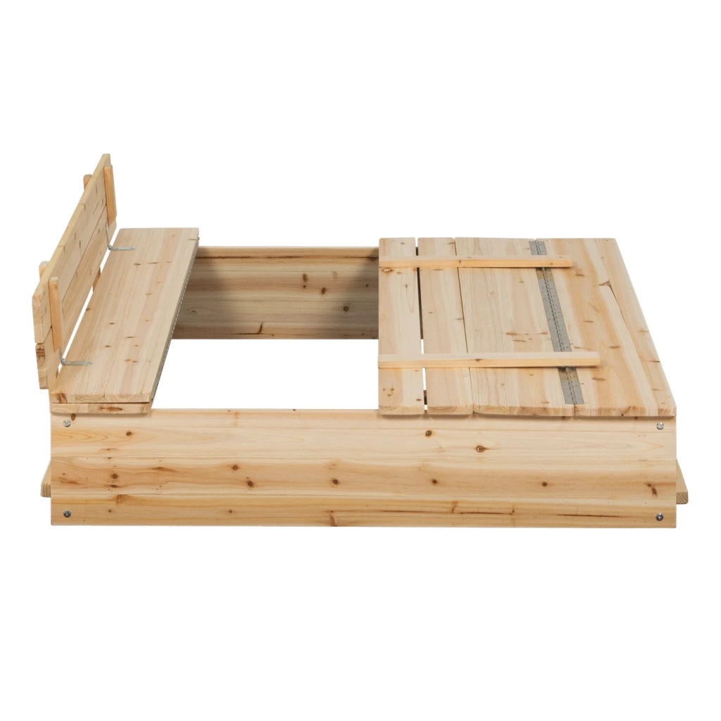 IDMarket - Divertente sabbiera in legno con 2 panchine e teloni protettivi