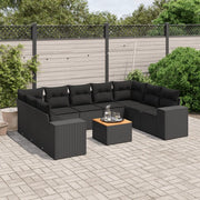 Set Divani da Giardino 10pz con Cuscini in Polyrattan Nero 3257917