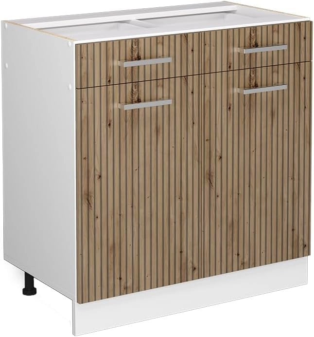 Frontale cucina R-Line, Rovere artigianale, 79.2 x 70.8 cm frontale del mobile per mobile base con cassetti, adatto per armadi da cucina R-Line per un montaggio semplice