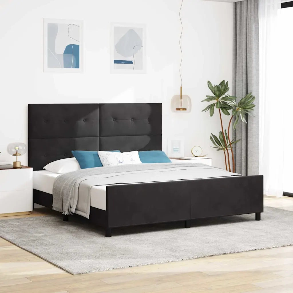 Letto a molle con testiera Nero 180 x 200 cm Velluto 3344959