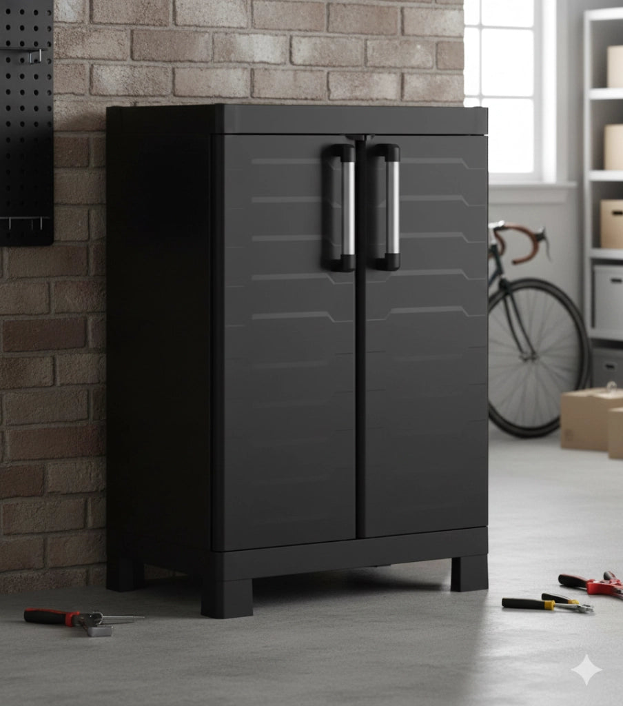 Armadio in Resina 2 Ripiani 65x45x97 cm Keter Detroit Basso Nero