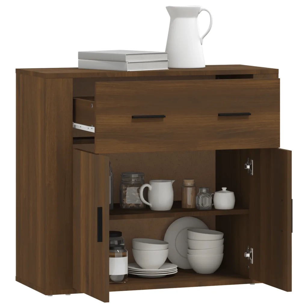 Credenza Rovere Marrone 80x33x70 cm in Legno Multistrato 816575