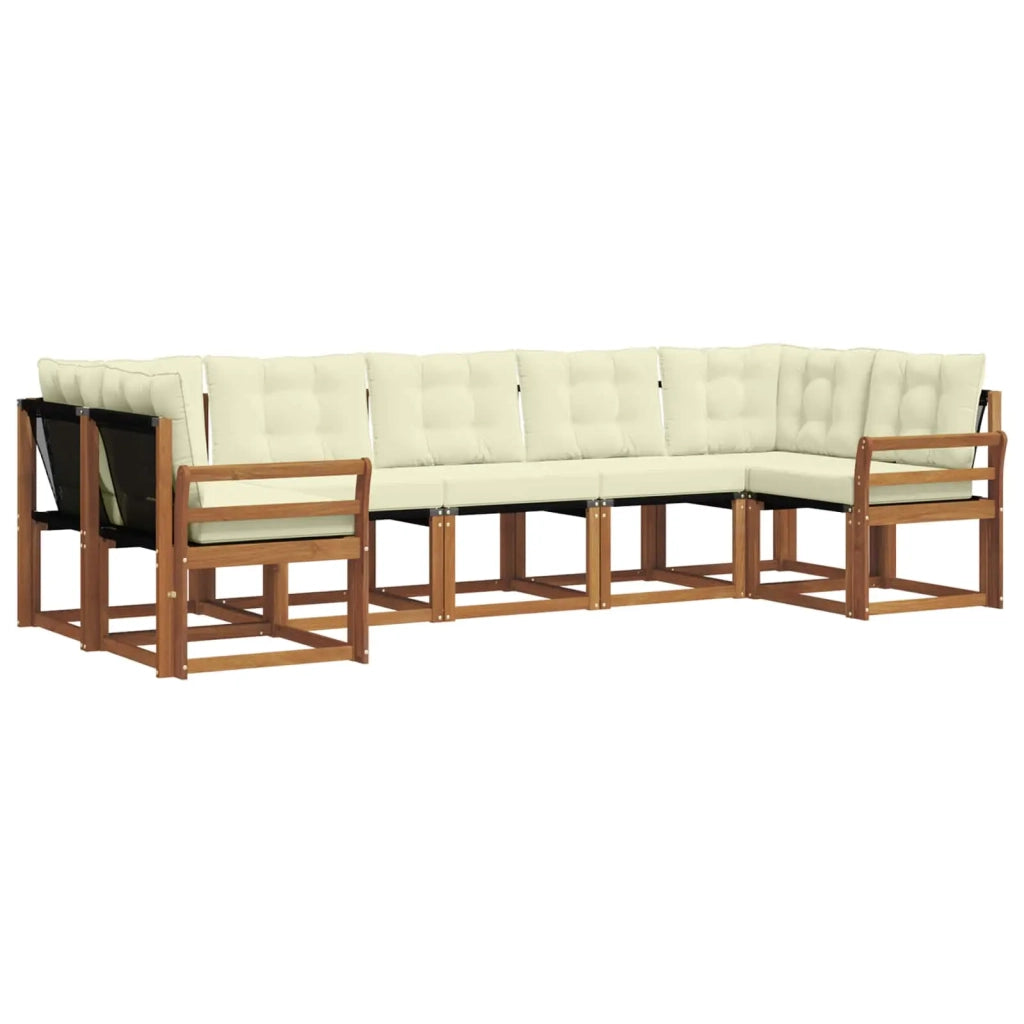 Set di divani da esterno con cuscino 7 pcs Naturale e Crema