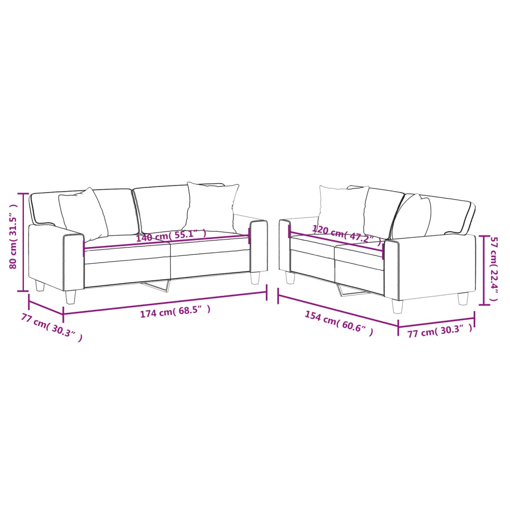 Set di Divani 2 pz con Cuscini Cappuccino in Similpelle 3201928