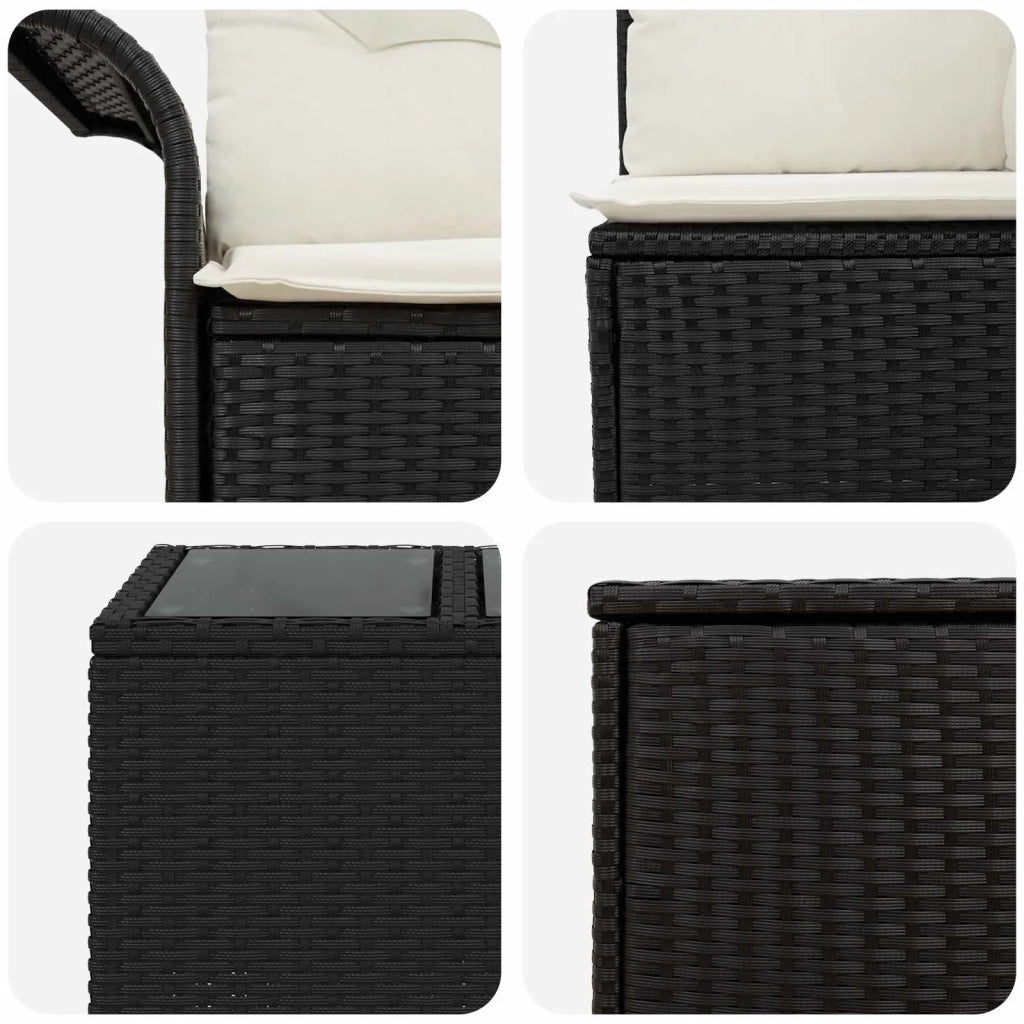 Set di divani 8 pz Nero e Bianco Crema 3447991