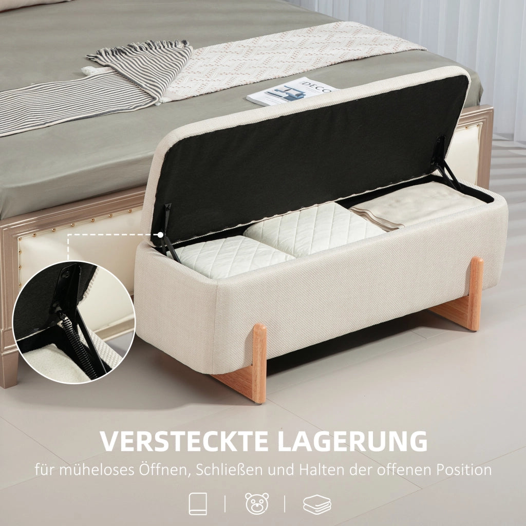 PANCA CONTENITORE 111x44x44,5 cm Beige in poliestere