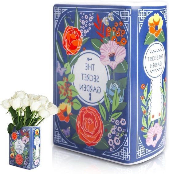Vaso per libri in ceramica 14 x 10 x 6 cm vaso segreto per giardino piccolo vaso per fiori retro vaso per libri ideale per libreria fiori regalo decorazione casa camera da letto ufficio