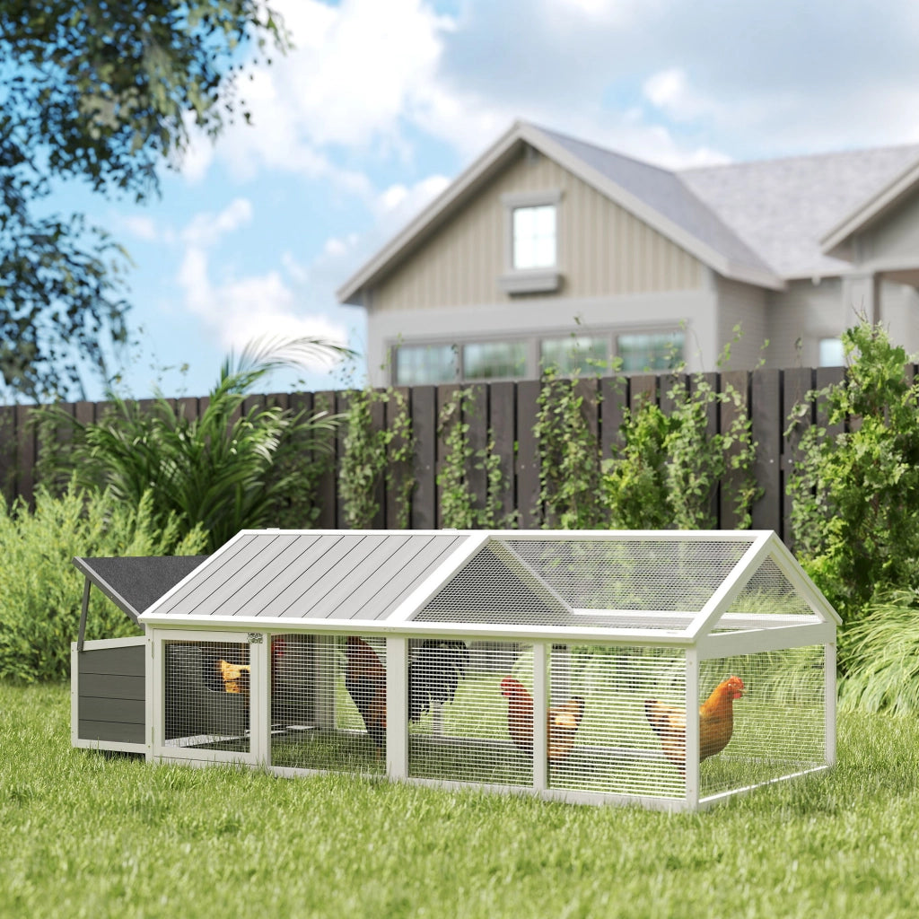 Pollaio per Galline con Porta e Tetto Aprile ¨C zephmum ¨C 240x112.5x76 cm Bianco