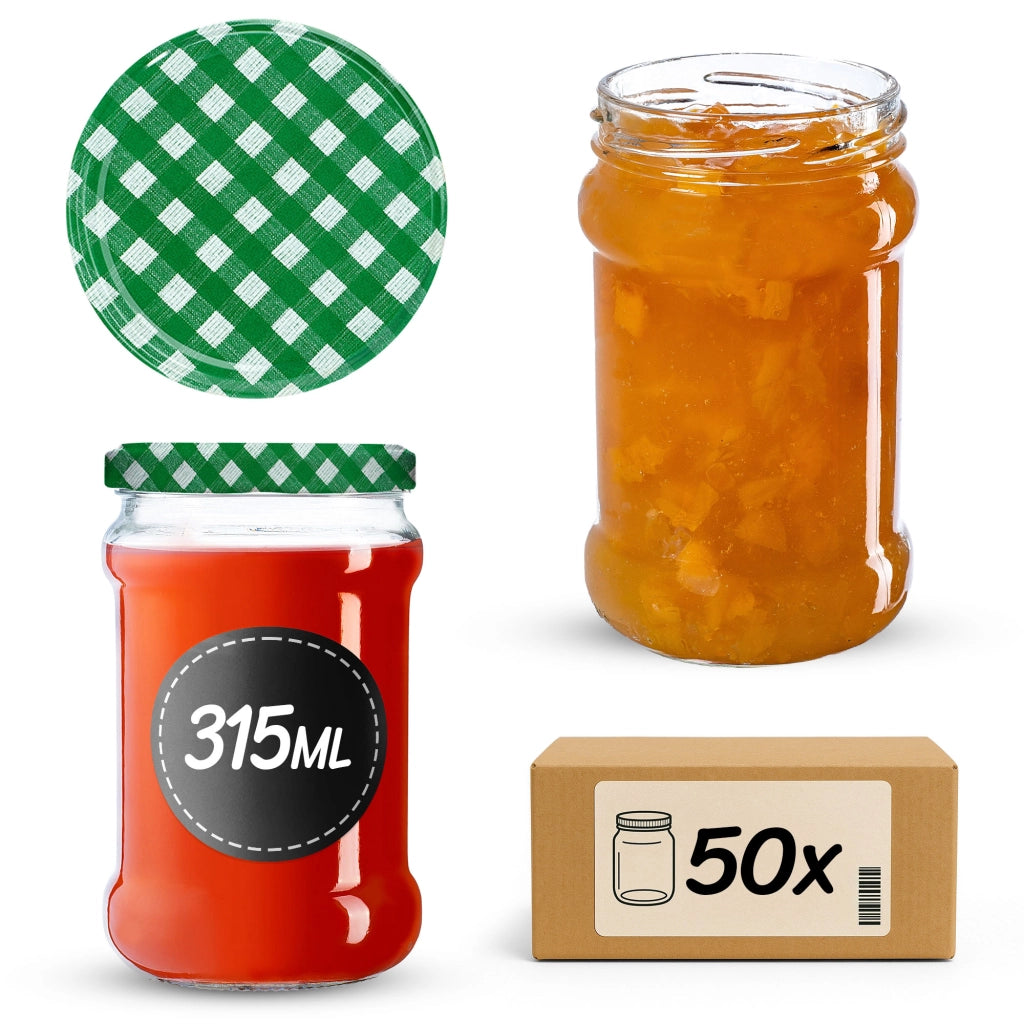 Barattoli per conserve KADAX Seno 315ml 50 pezzi 66mm + coperchio "Griglia verde"