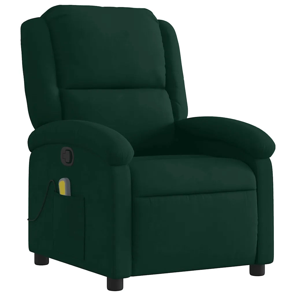 Poltrona Massaggiante Reclinabile Verde Scuro in Velluto 371810