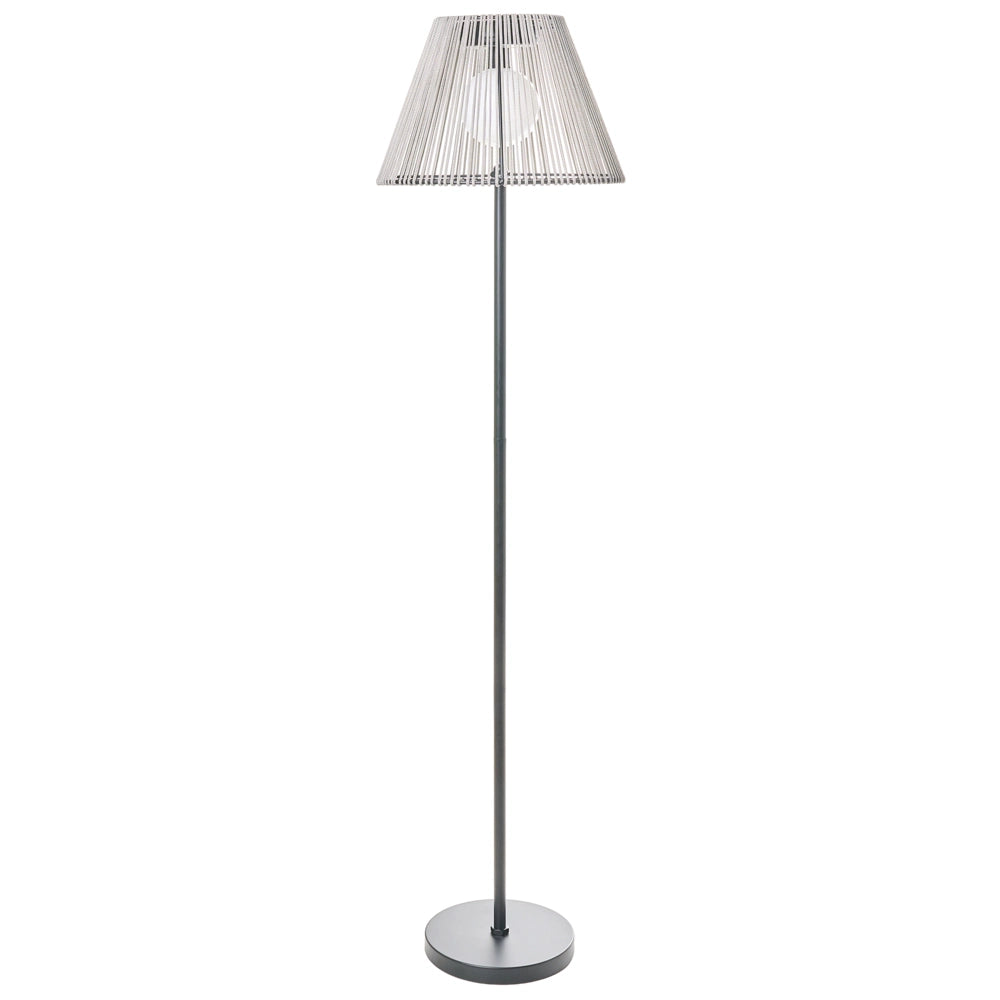Lampada da terra solare per esterni grigia in materiale sintetico con base in ferro LED da giardino e patio a basso consumo energetico