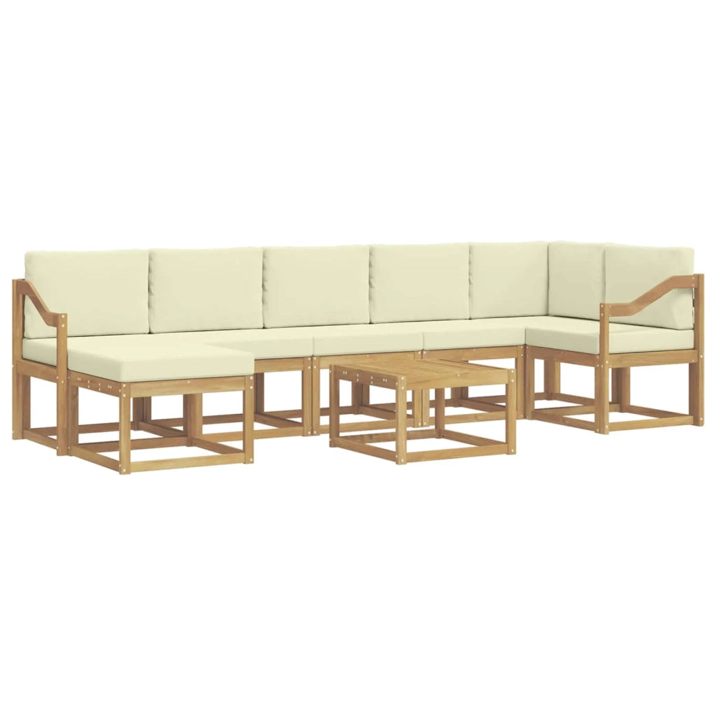 Set di divani da esterno 8 pz Bianco e Crema Poliestere 3387994