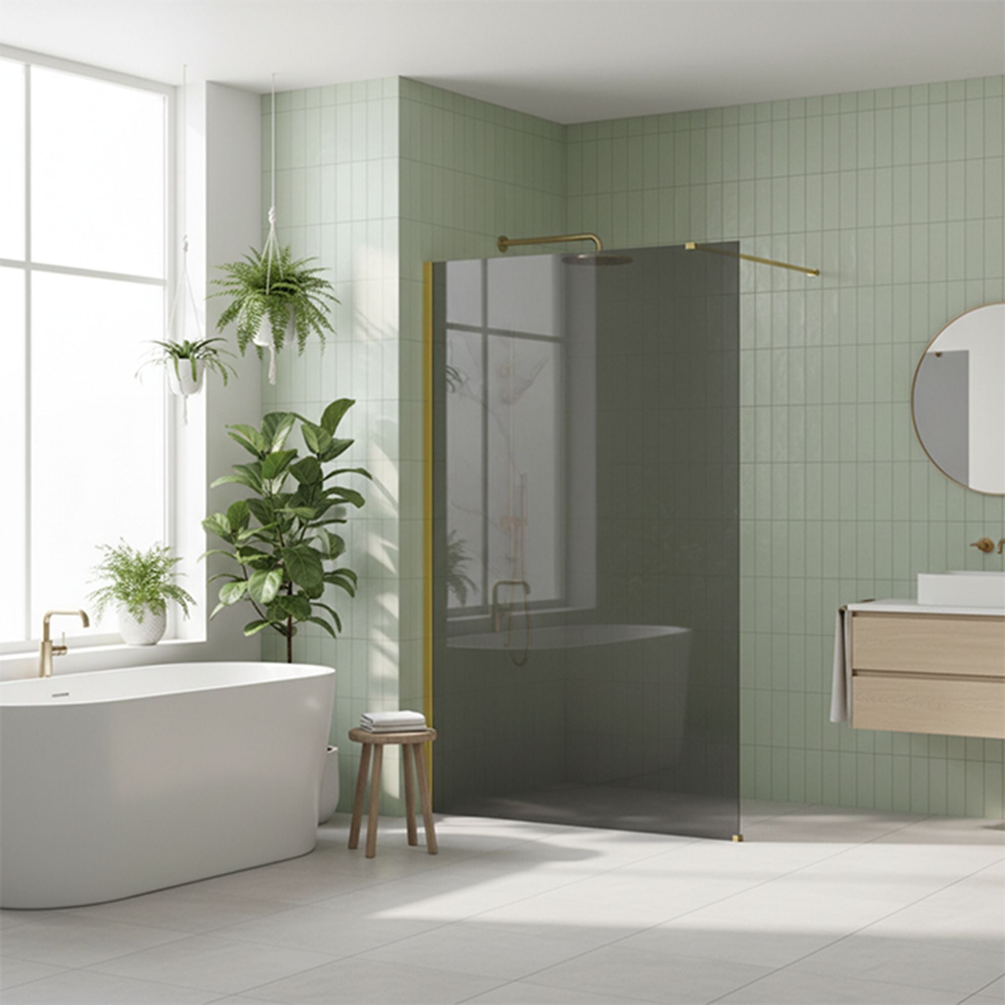 Parete Doccia Rea Flexi Grey / Gold 110