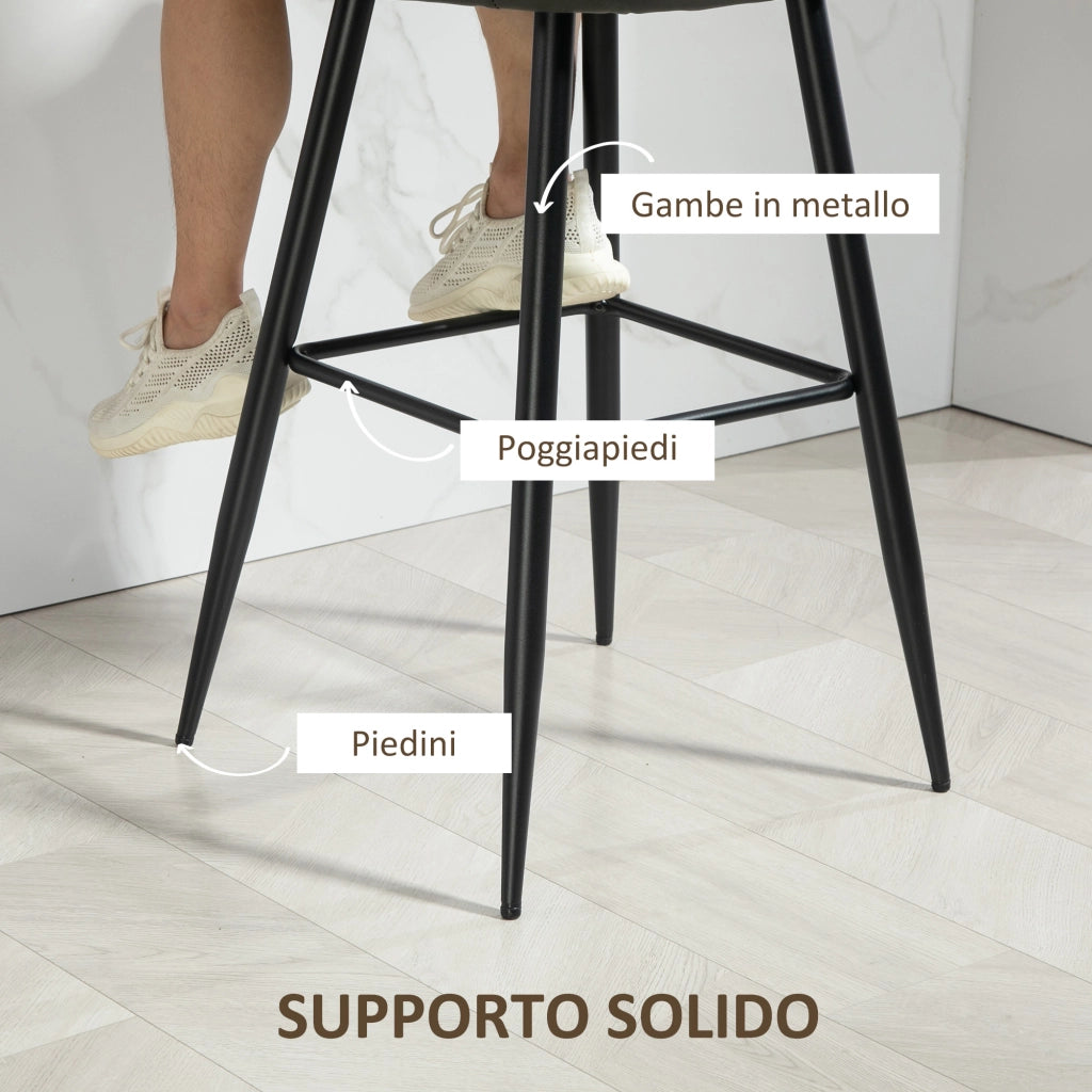 Sgabelli da Bar Moderni ¨C zephmum ¨C Grigio Finta Pelle PU Acciaio
