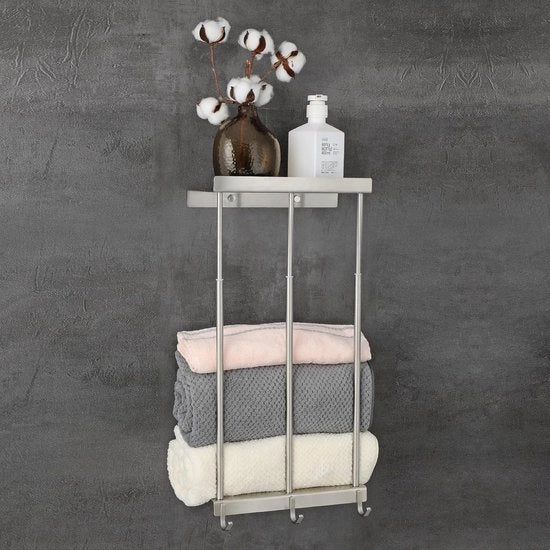 Maniglia per Asciugamani Riscaldabile 37-65 cm - Acciaio Inox, Con 3 Ganci, Grande Capacità per la Stanza da Bagno