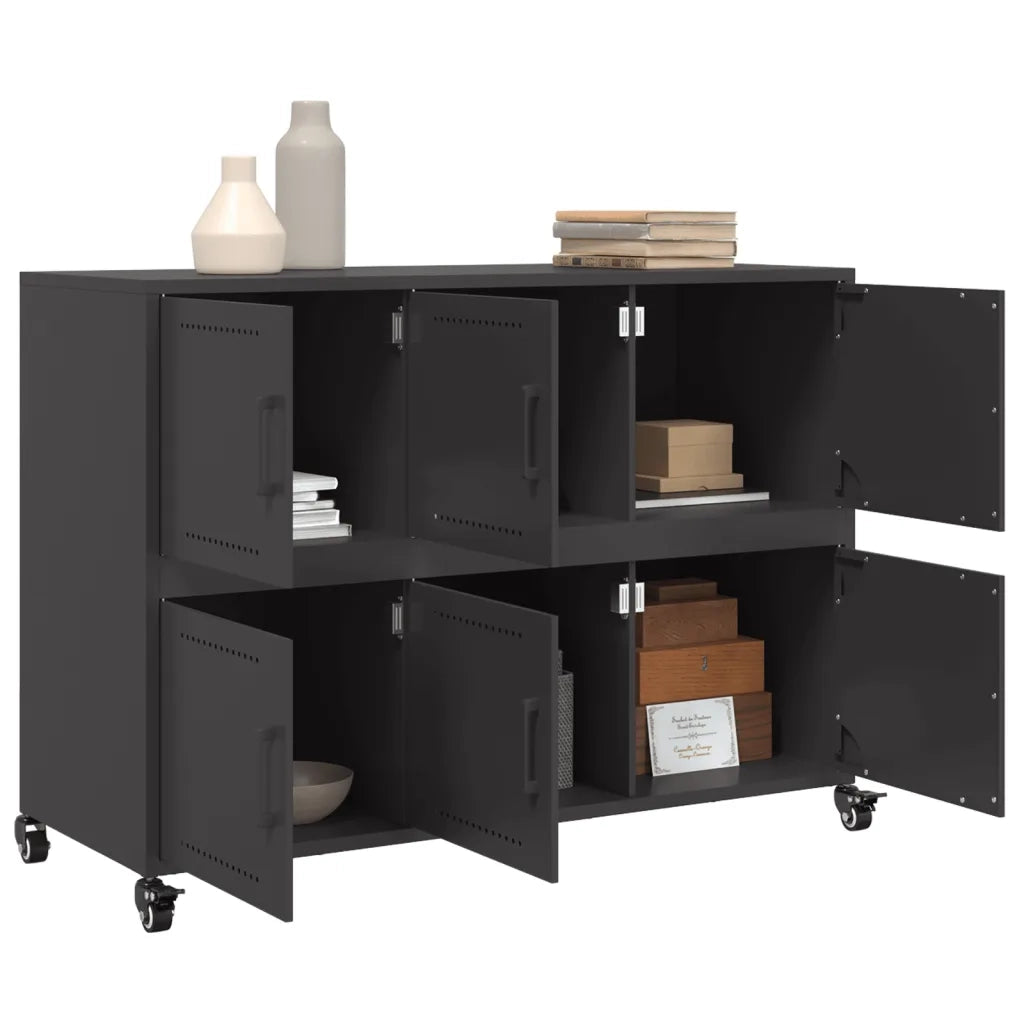 Credenza Nera 100,5x39x72 cm in Acciaio