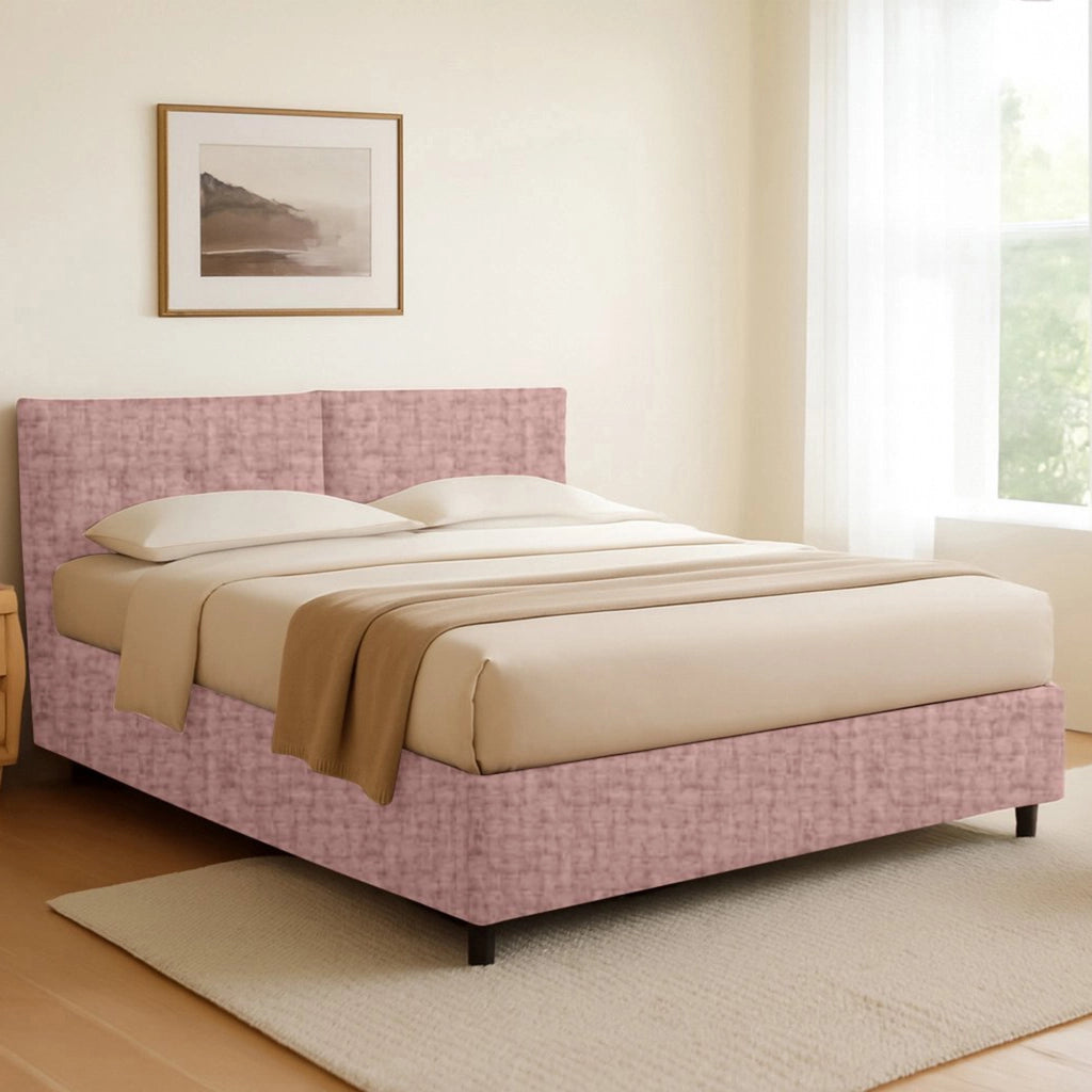 Exeter, Letto Singolo Sfoderabile Made in Italy, Rosa