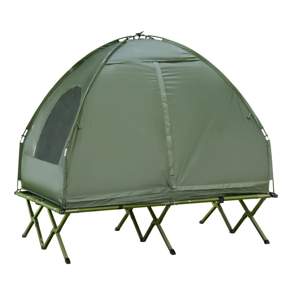 Letto da Campo per 2 Persone con Materasso Gonfiabile Verde ¨C zephmum ¨C 120x200x40 cm