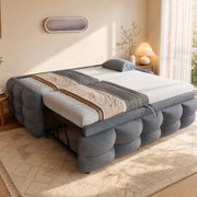 Letto imbottito estraibile 90/180x190 cm in tessuto Teddy grigio con rete a doghe