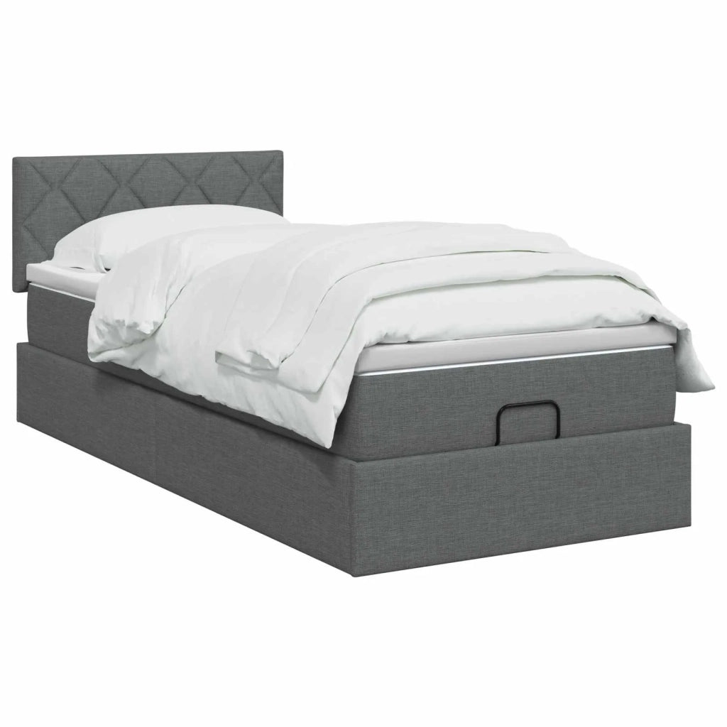 Letto ottomano con materasso Grigio Scuro 80 x 200 cm Tessuto 3456365