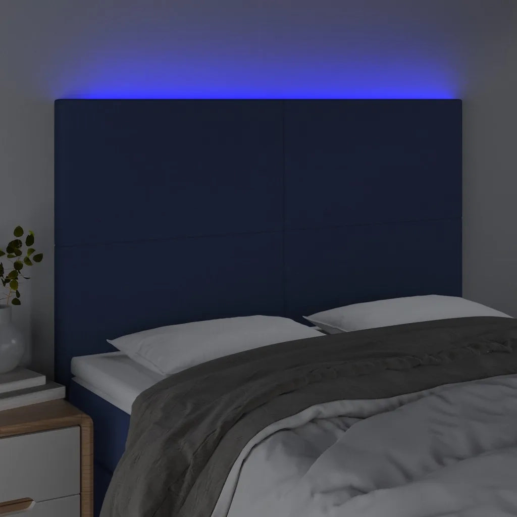 Testiera | Testata a LED Blu 144x5x118/128 cm in Tessuto