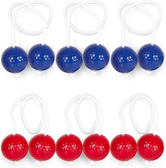 Set di 6 Bolas - 3 blu, 3 rosse - Giochi di abilità per bambini e adulti - Giochi da lancio - Giocattoli da esterno - Palle da golf