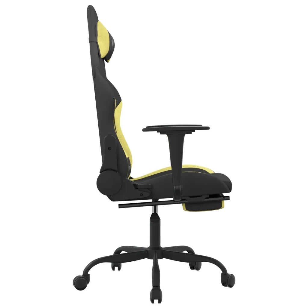 Sedia da Gaming con Poggiapiedi Nero e Verde Chiaro in Tessuto cod mxl 76874