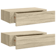 2 pz Scaffali con Cassetti da Parete | Mensola sospesa Rovere 40x23,5x10 cm MDF