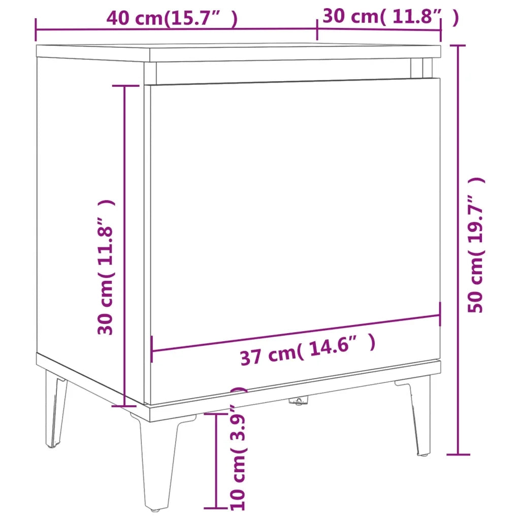 Comodini con Gambe in Metallo Grigio Cemento 40x30x50 cm 805842