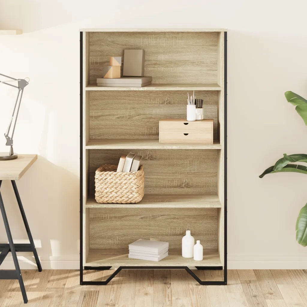 Libreria-Scaffale per Libri-Mobile di Stoccaggio Rovere Sonoma 80x31x137,5 cm in Legno Multistrato