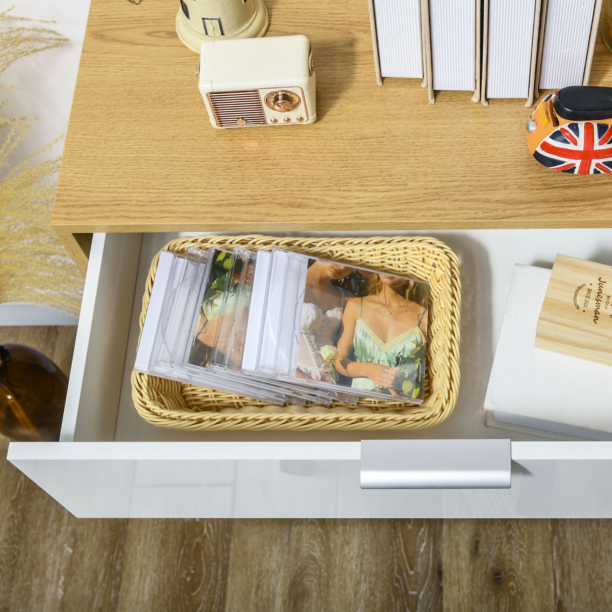 Mobile 2 Ante 1 Cassetto 70x35x92 cm in Truciolato Bianco