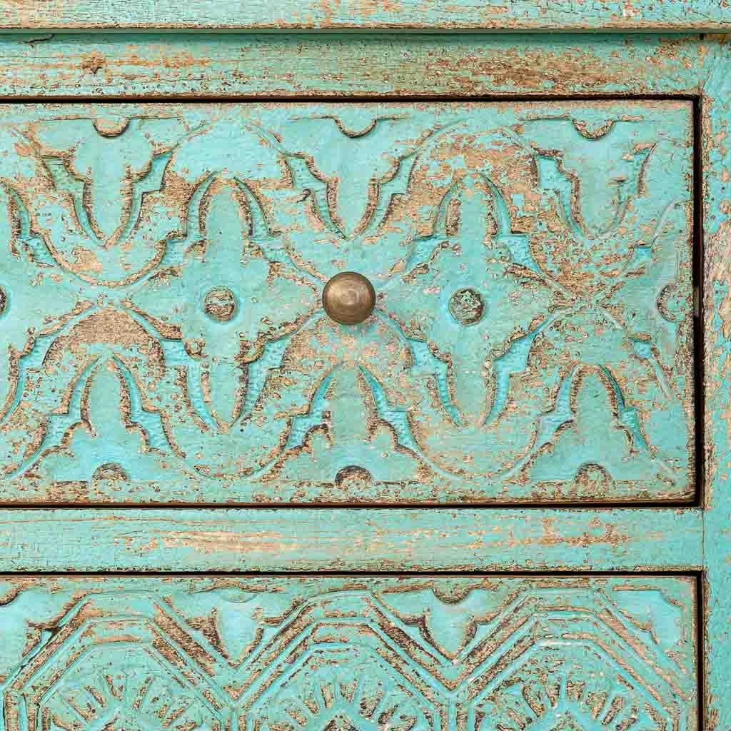 Cassettiera in legno verde, 81 x 40 x altezza 80 cm