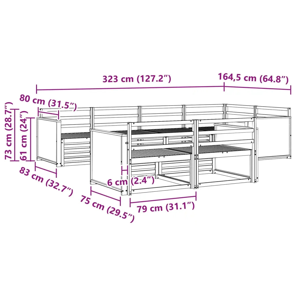 Set di divani da esterno 7 pz Naturale 3383467