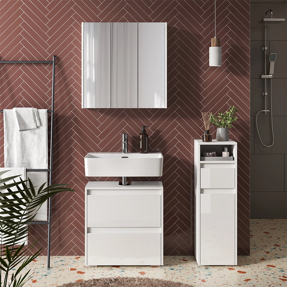 Set di mobili da bagno Majest Bianco lucido 3 parti Vicco
