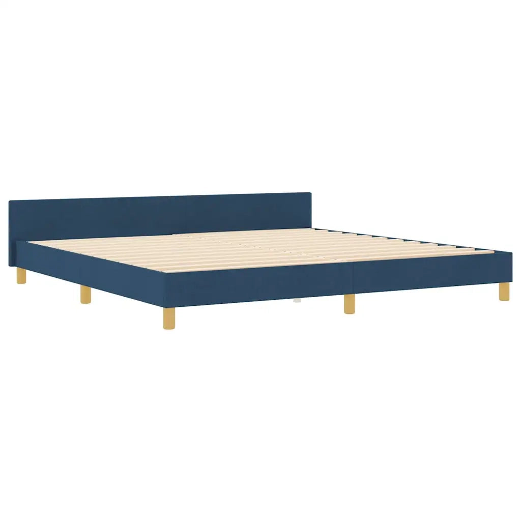 Struttura del letto con testiera Blu 200 x 200 cm Tessuto