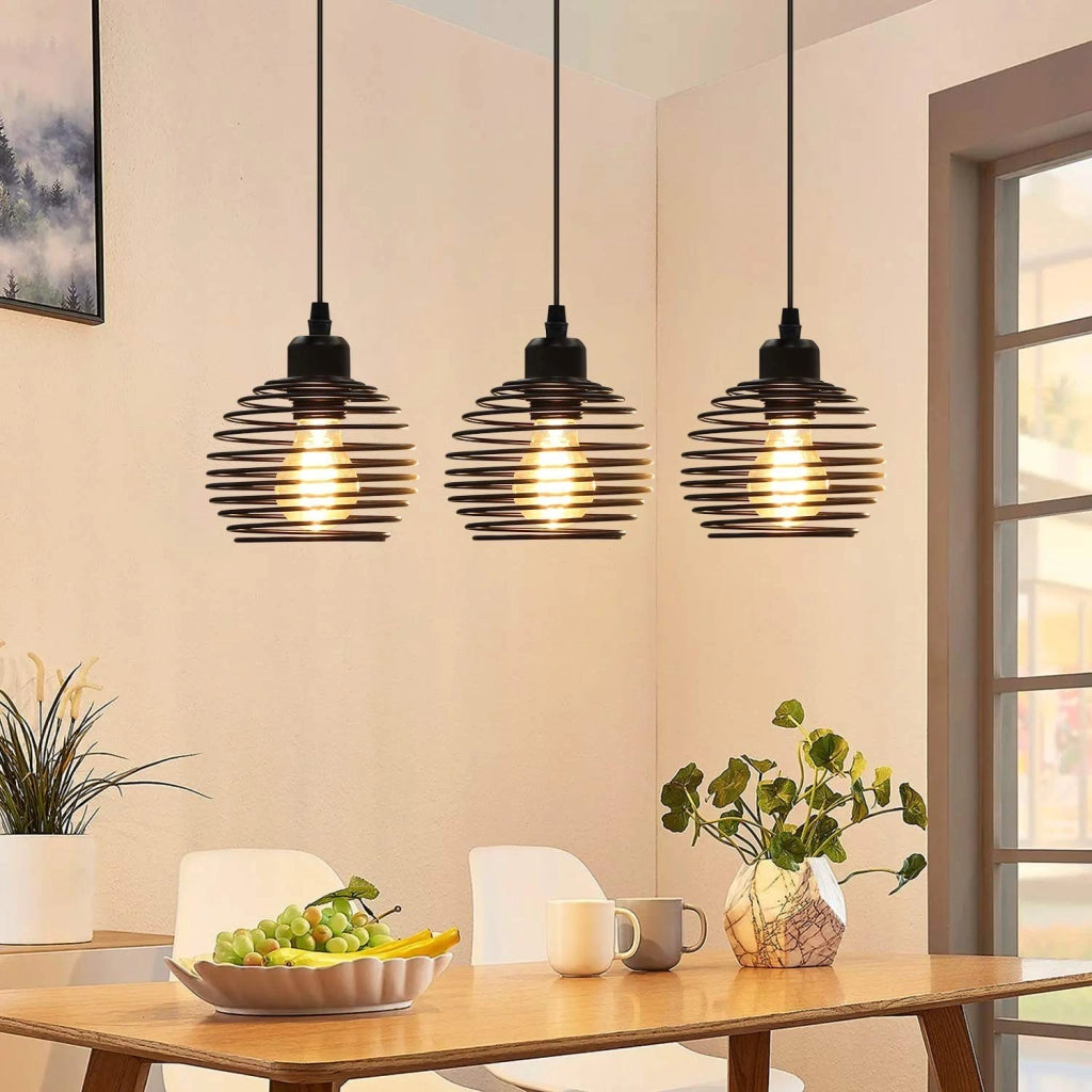 Lampada a Sospensione ZMH vintage in metallo nero E27