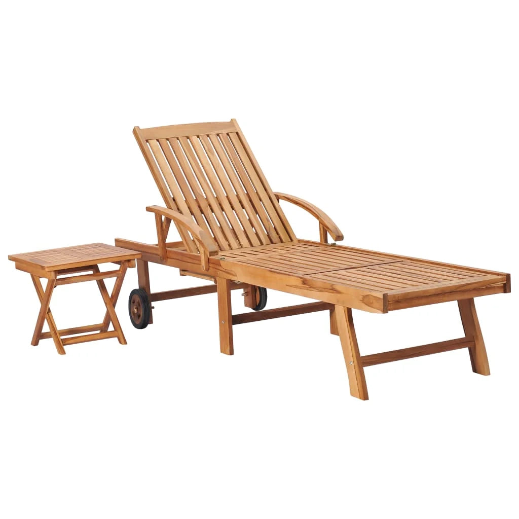 Sdraio sedia a sdraio prendisole lettino da giardino terrazza arredamento da esterno con tavolo e cuscino in legno massello di teak 02_0012649