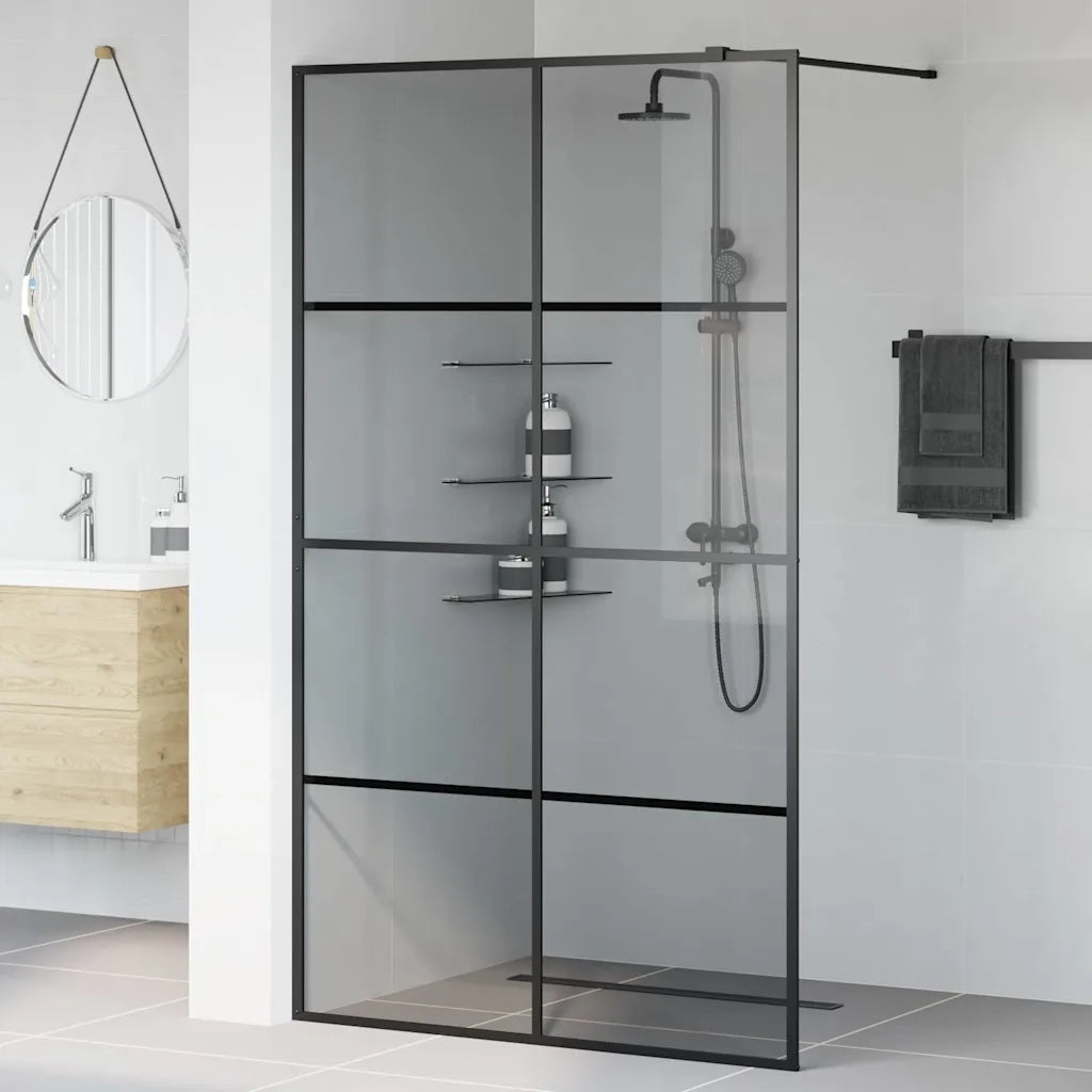 Parete Doccia Walk-in Nero 115 x 195 cm vetro temperato